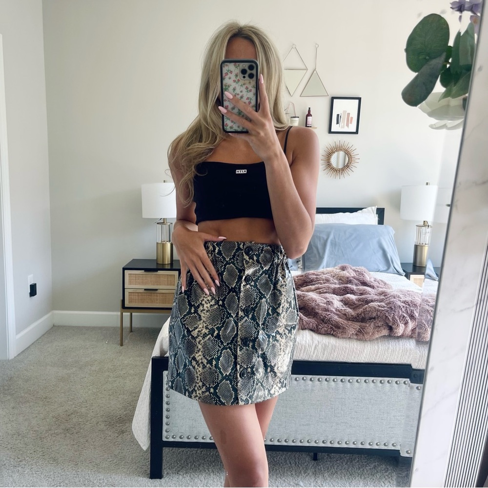 Zara Snake Print Mini Skirt | Python Print Button Skirt Size XS